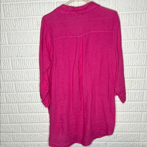 Rosemarine Made In Italy Linen Pink Button-Up Top - Picture 2 of 4